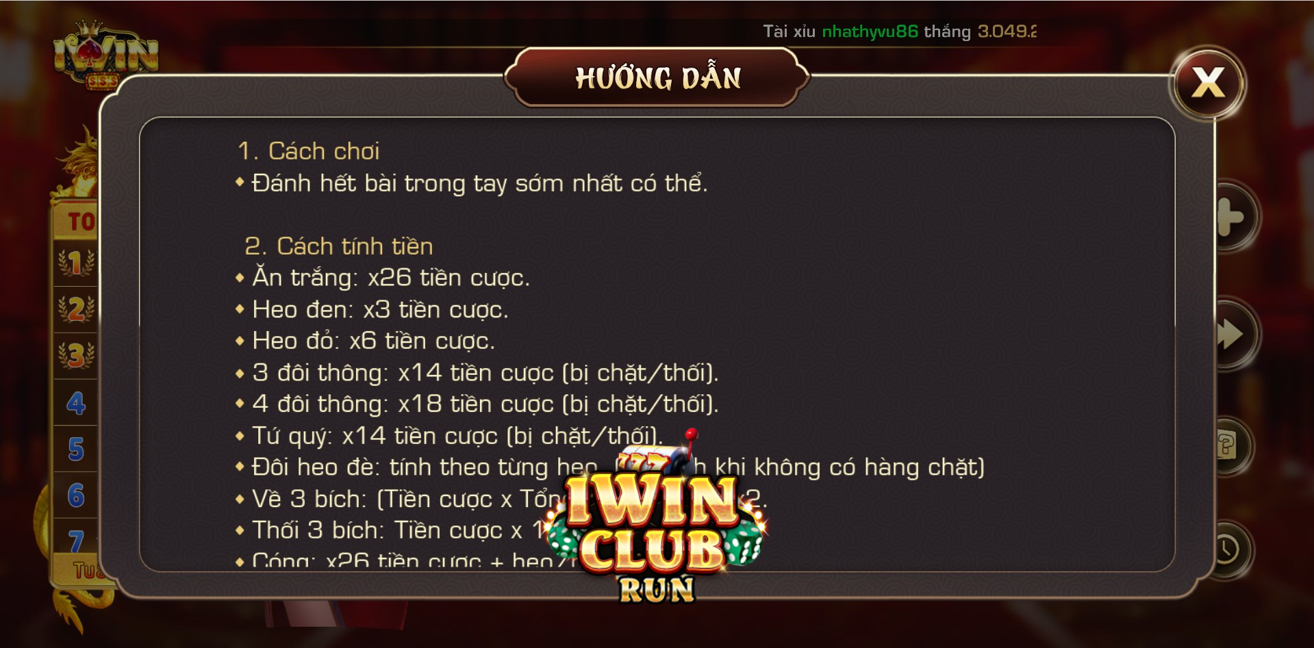 Chia sẻ mẹo chơi game bài tiến lên đếm lá Iwin Club thắng 100%